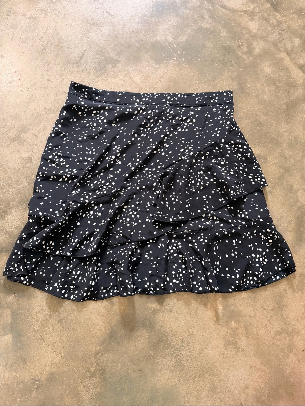 Originality XL Black White Speckled Two Tier Ruffle Mini Skirt Game Day Preppy